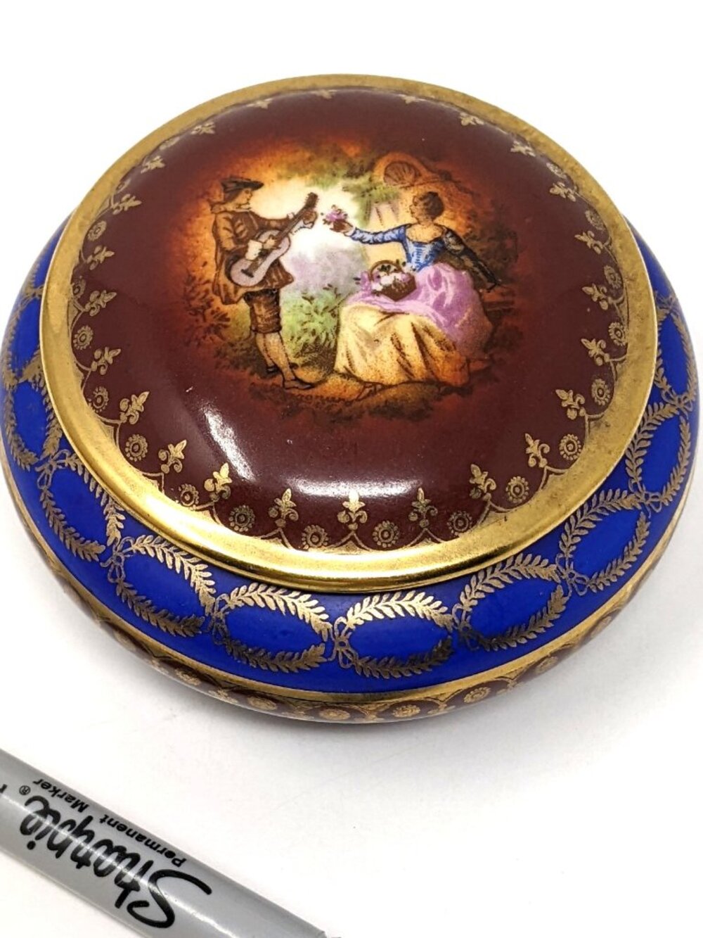 Dresden Porcelain Vanity Trinket Box WR Rittirsch Germany Regency Bridgerton